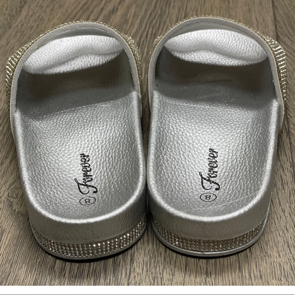 Rhinestone Glitter Slide Slip On Flatform Sandal - Picture 5 of 16